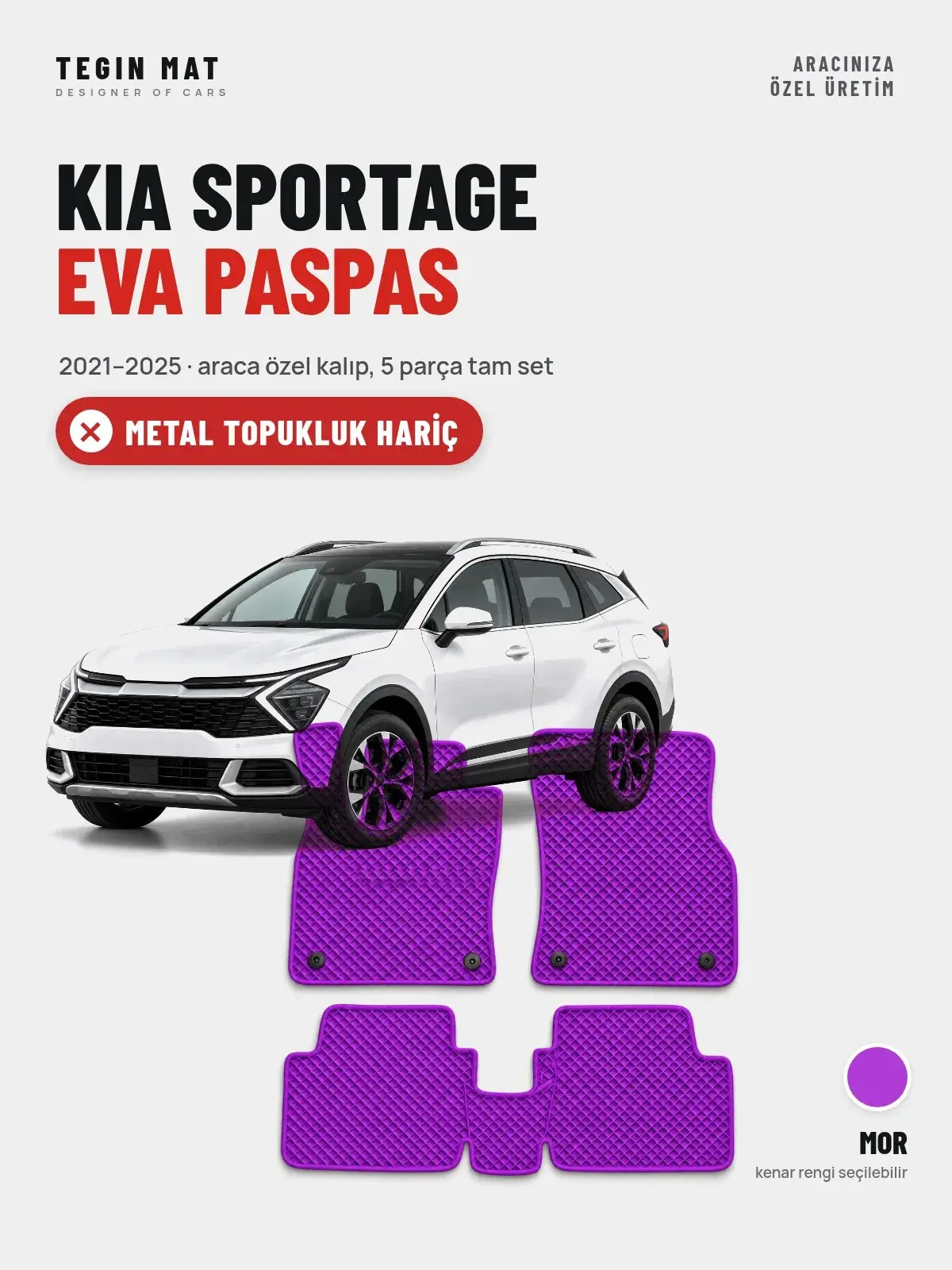 Kia Sportage EVA Oto Paspas Tam Set (2021–2025) Mor – Metal Topukluk Hariç (1)