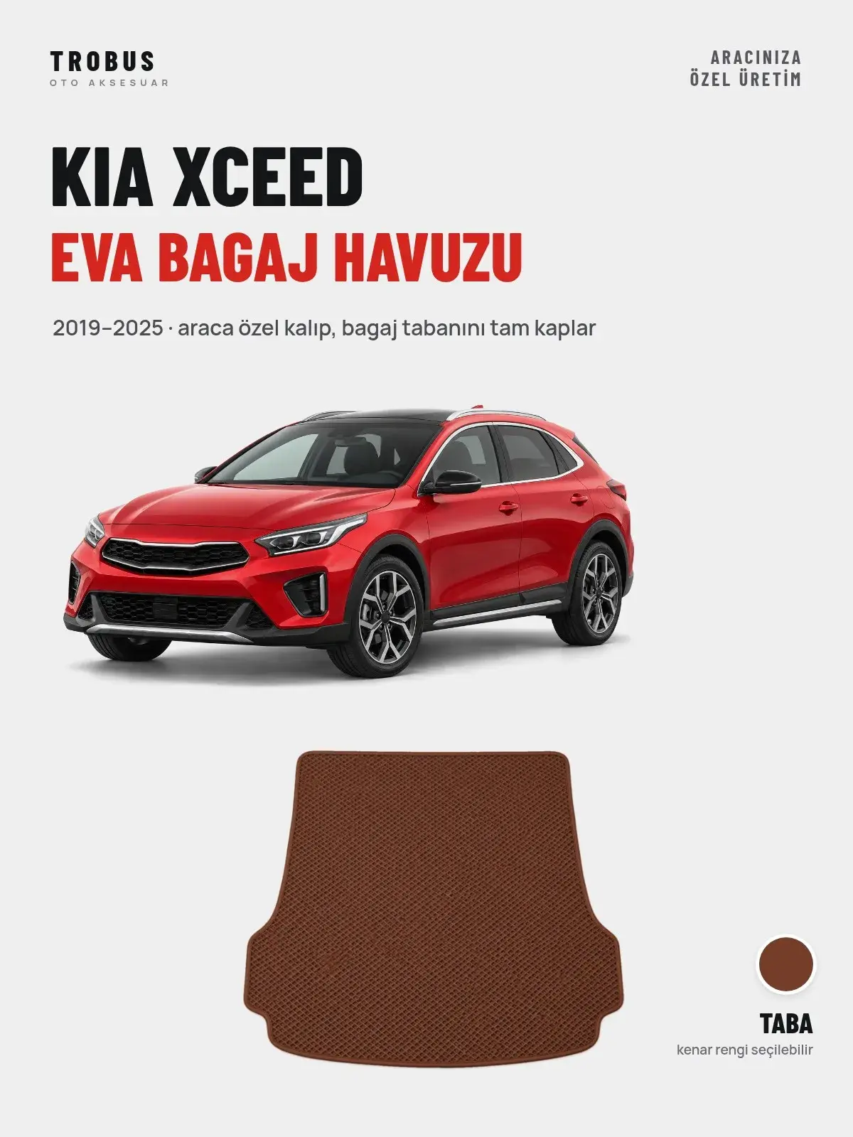 Kia XCeed EVA Bagaj Havuzu (2019–2025) Taba – Araca Özel Kalıp (1)