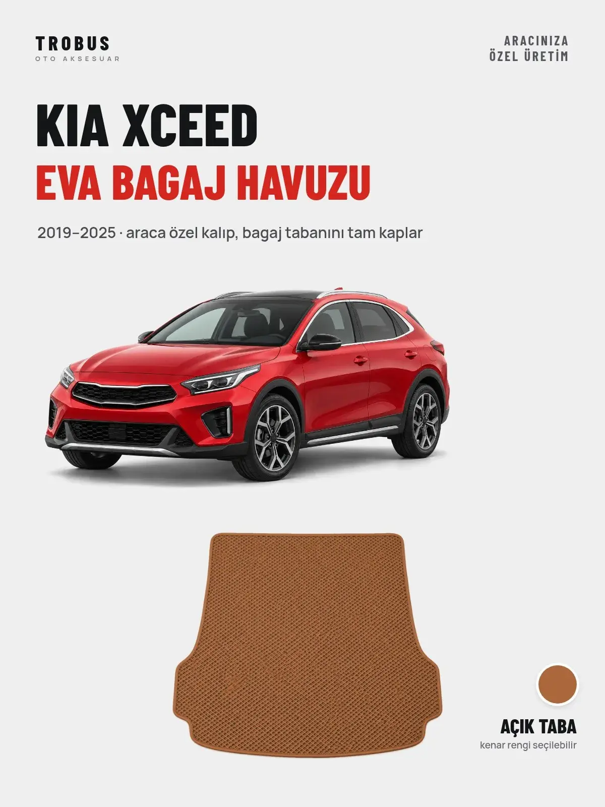 Kia XCeed EVA Bagaj Havuzu (2019–2025) Açık Taba – Araca Özel Kalıp (1)