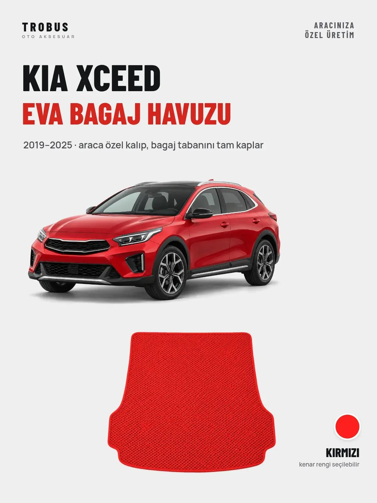Kia XCeed EVA Bagaj Havuzu (2019–2025) Kırmızı – Araca Özel Kalıp (1)