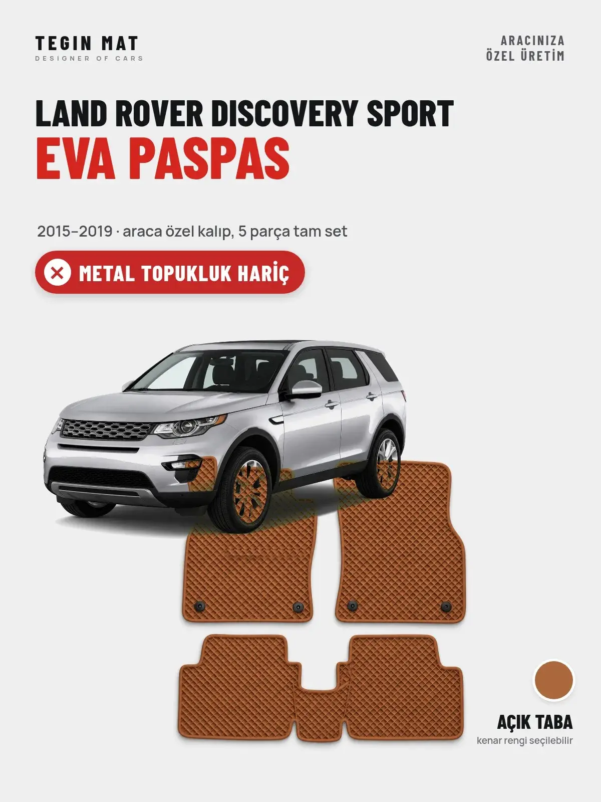 Land Rover Discovery Sport EVA Oto Paspas Tam Set (2015–2019) Açık Taba – Metal Topukluk Hariç (1)