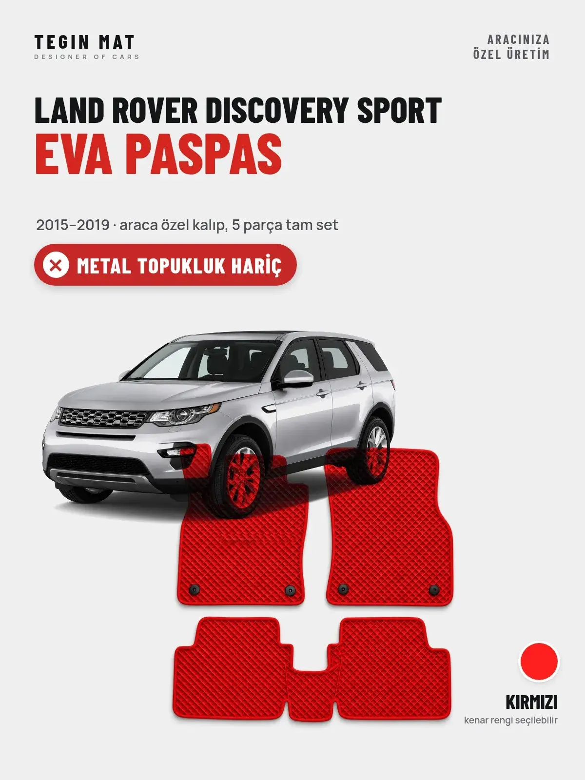 Land Rover Discovery Sport EVA Oto Paspas Tam Set (2015–2019) Kırmızı – Metal Topukluk Hariç (1)