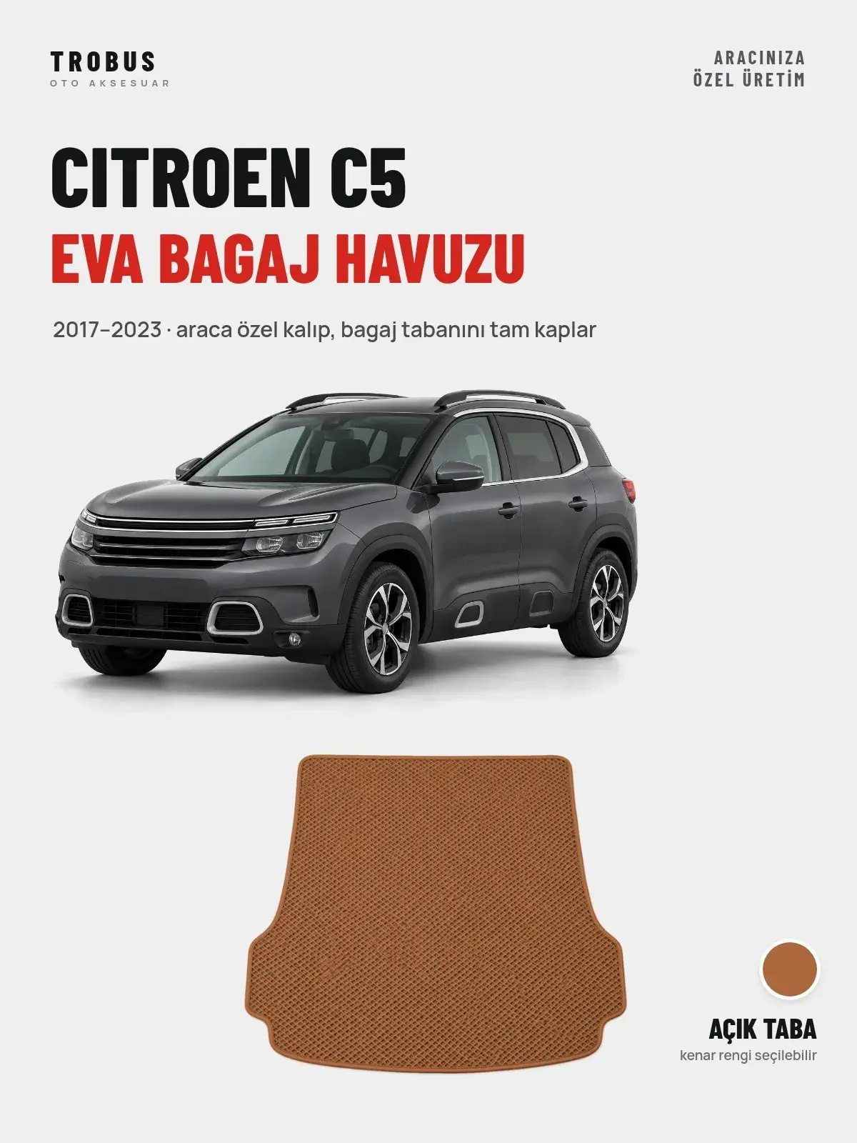 Citroen C5 EVA Bagaj Havuzu (2017–2023) Açık Taba – Araca Özel Kalıp (1)
