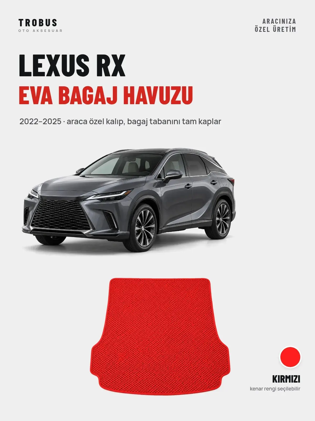 Lexus RX EVA Bagaj Havuzu (2022–2025) Kırmızı – Araca Özel Kalıp (1)