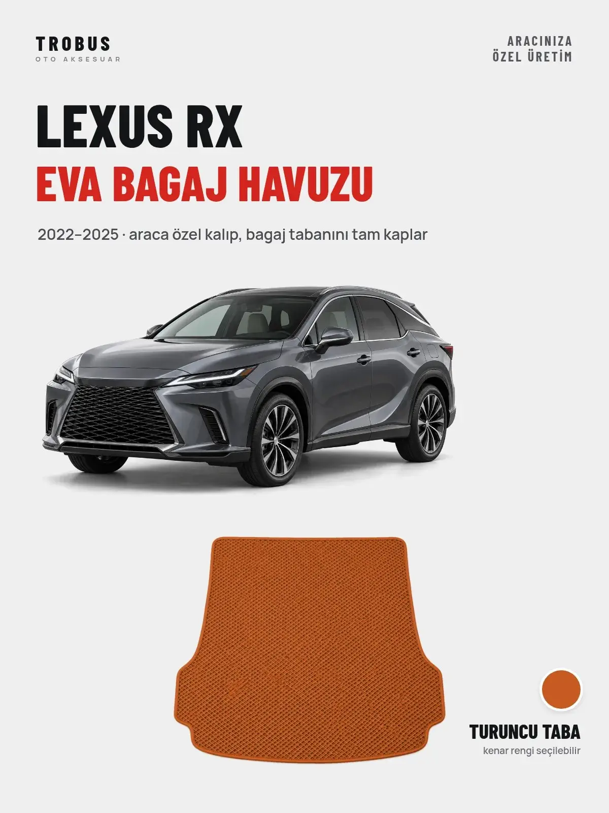 Lexus RX EVA Bagaj Havuzu (2022–2025) Turuncu Taba – Araca Özel Kalıp (1)