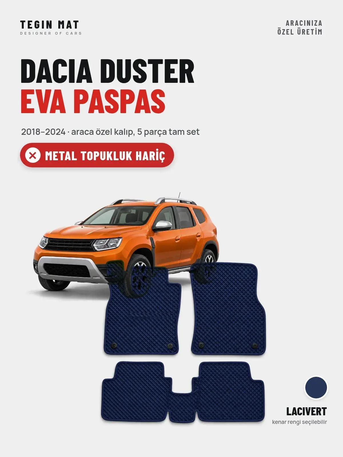 Dacia Duster EVA Oto Paspas Tam Set (2018–2024) Lacivert – Metal Topukluk Hariç (1)