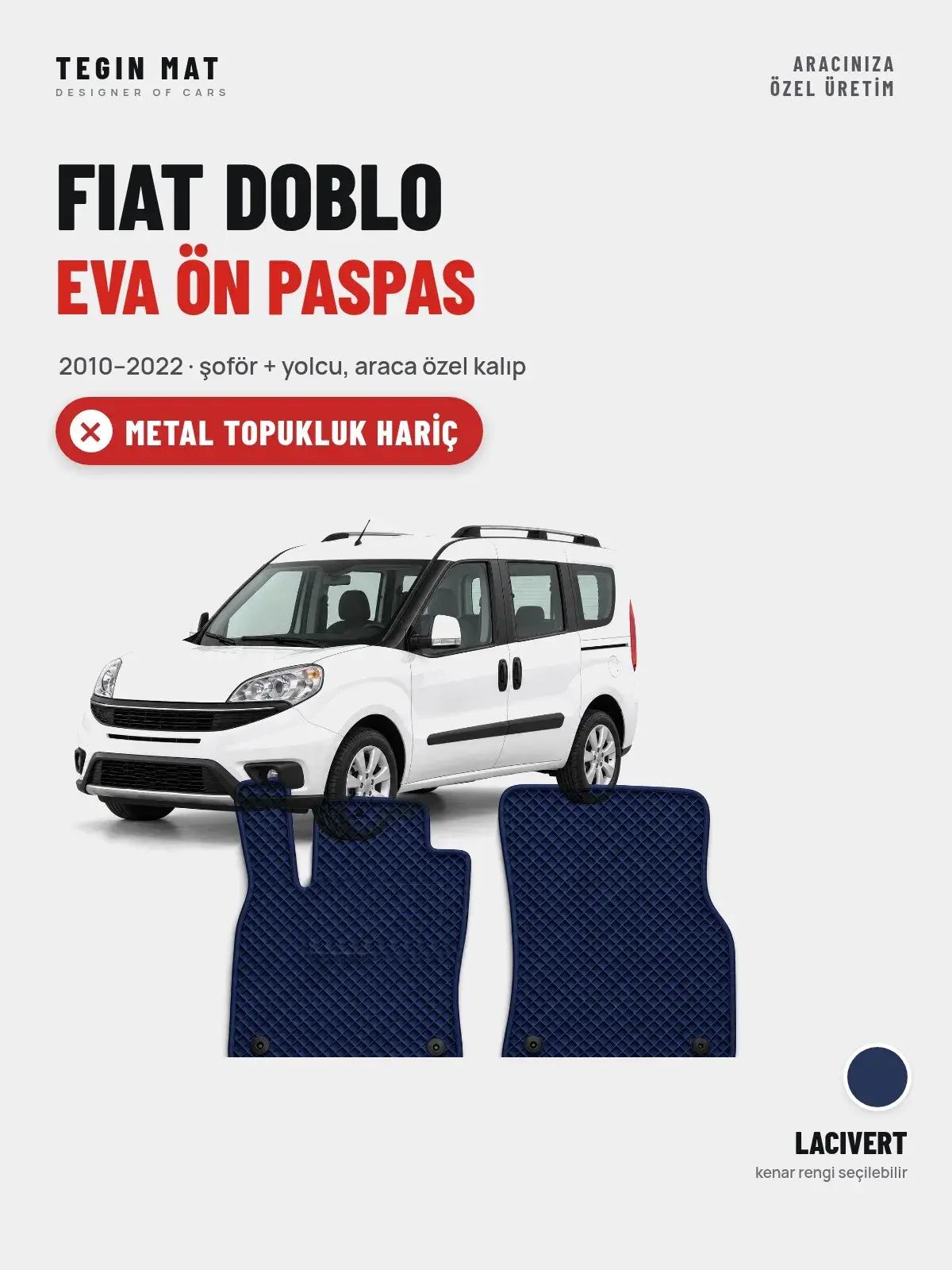 Fiat Doblo EVA Ön Paspas (2010–2022) Lacivert – Metal Topukluk Hariç (1)