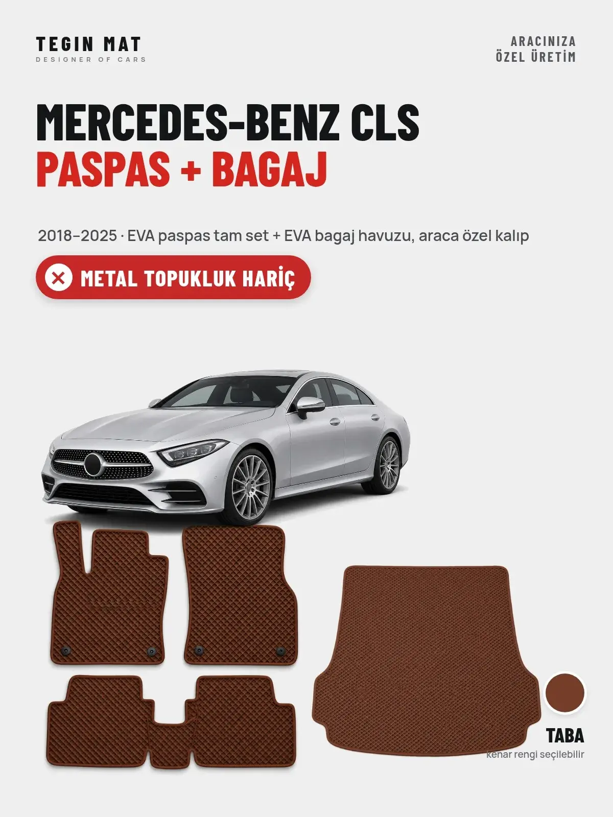 Mercedes-Benz CLS EVA Paspas + Bagaj Havuzu Seti (2018–2025) Taba – Metal Topukluk Hariç (1)