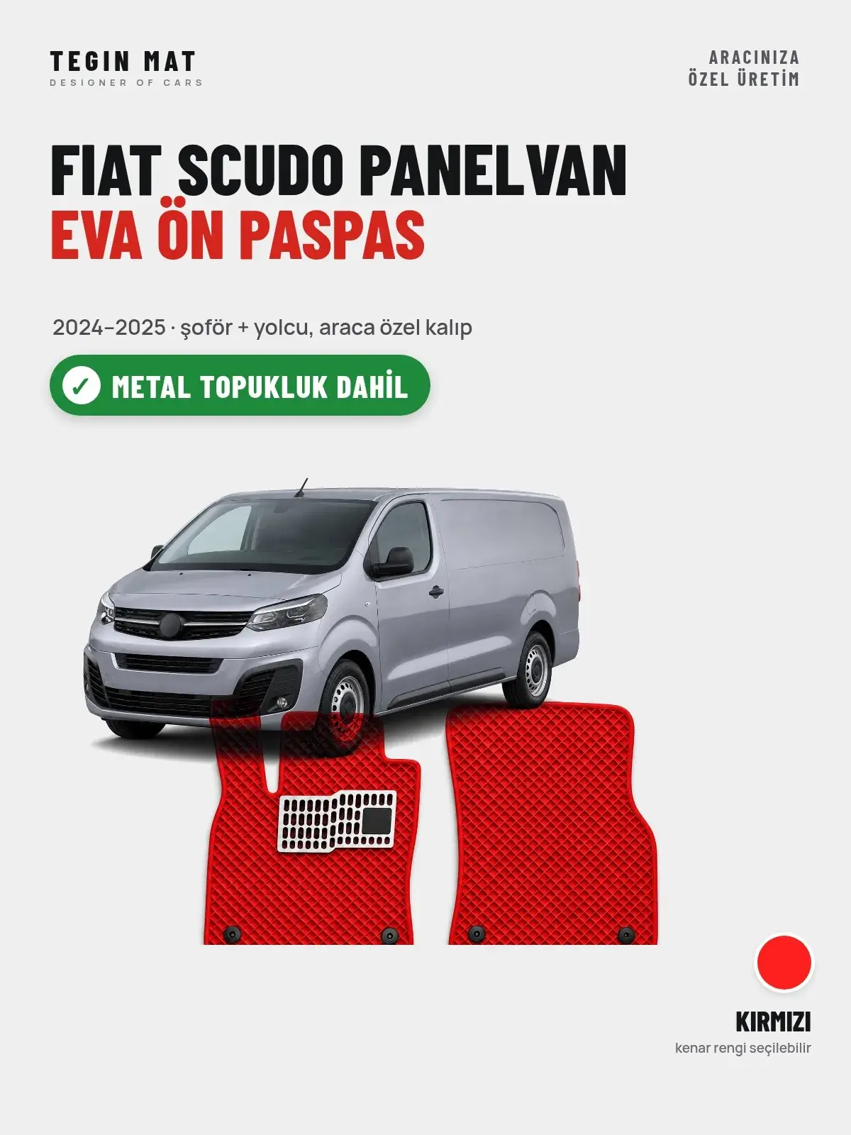 Fiat Scudo Panelvan EVA Ön Paspas (2024–2025) Kırmızı – Metal Topukluk Dahil (1)