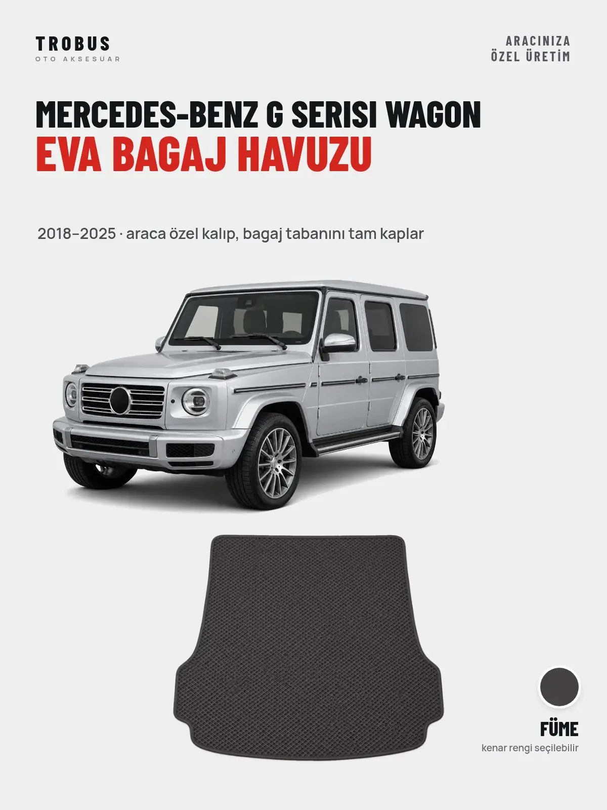 Mercedes-Benz G Serisi Wagon EVA Bagaj Havuzu (2018–2025) Füme – Araca Özel Kalıp (1)