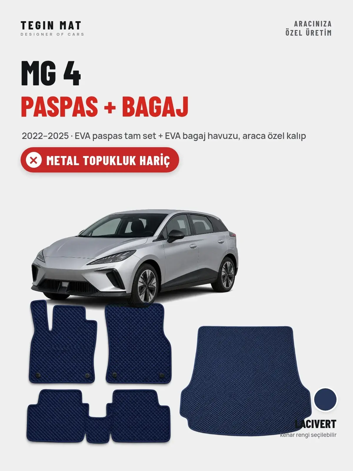 MG 4 EVA Paspas + Bagaj Havuzu Seti (2022–2025) Lacivert – Metal Topukluk Hariç (1)