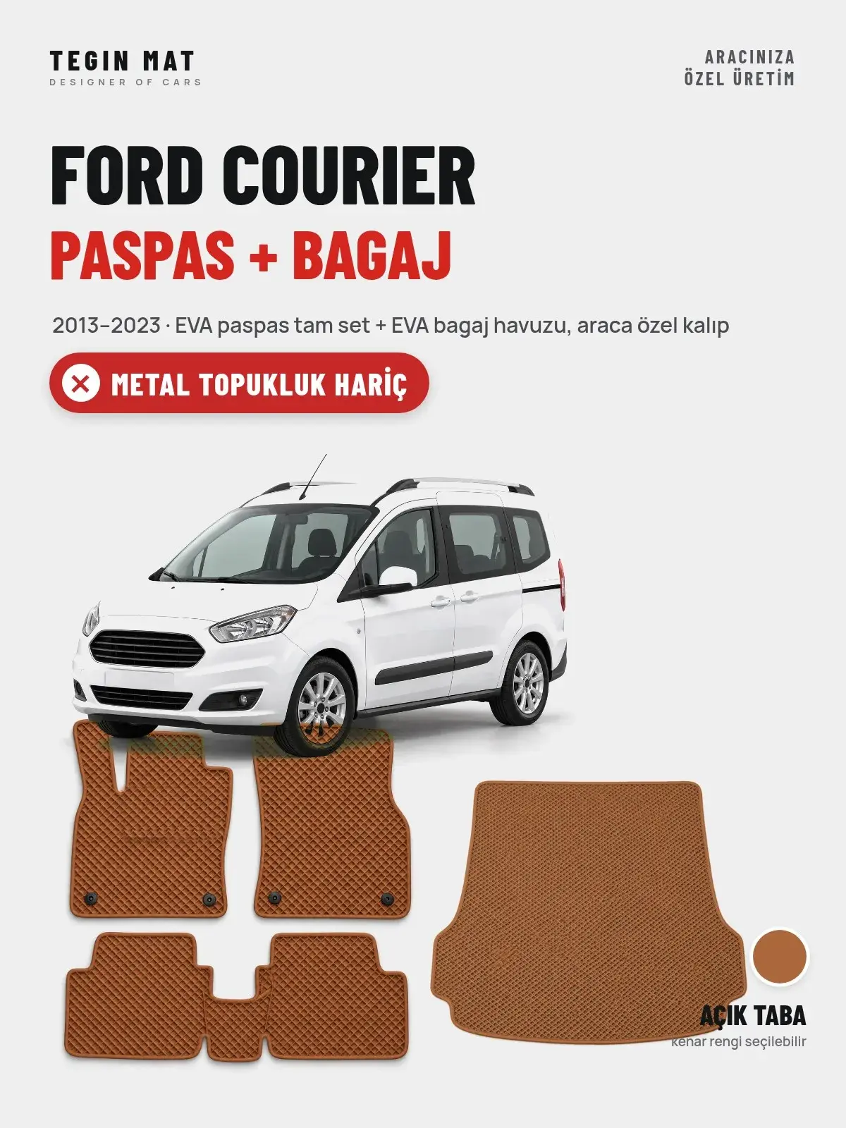 Ford Courier EVA Paspas + Bagaj Havuzu Seti (2013–2023) Açık Taba – Metal Topukluk Hariç (1)