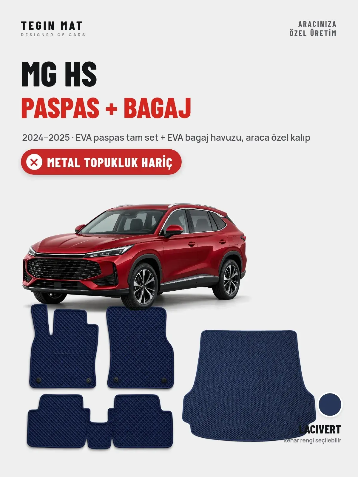 MG HS EVA Paspas + Bagaj Havuzu Seti (2024–2025) Lacivert – Metal Topukluk Hariç (1)