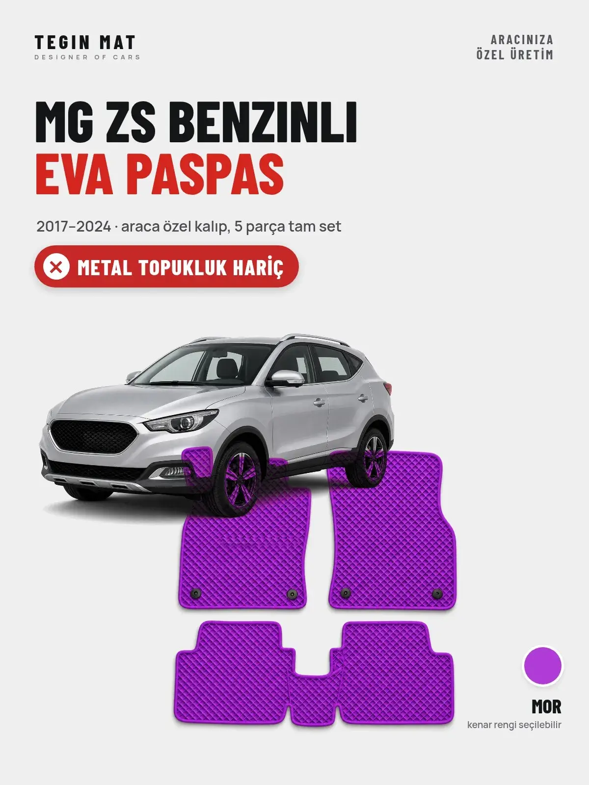 MG ZS Benzinli EVA Oto Paspas Tam Set (2017–2024) Mor – Metal Topukluk Hariç (1)