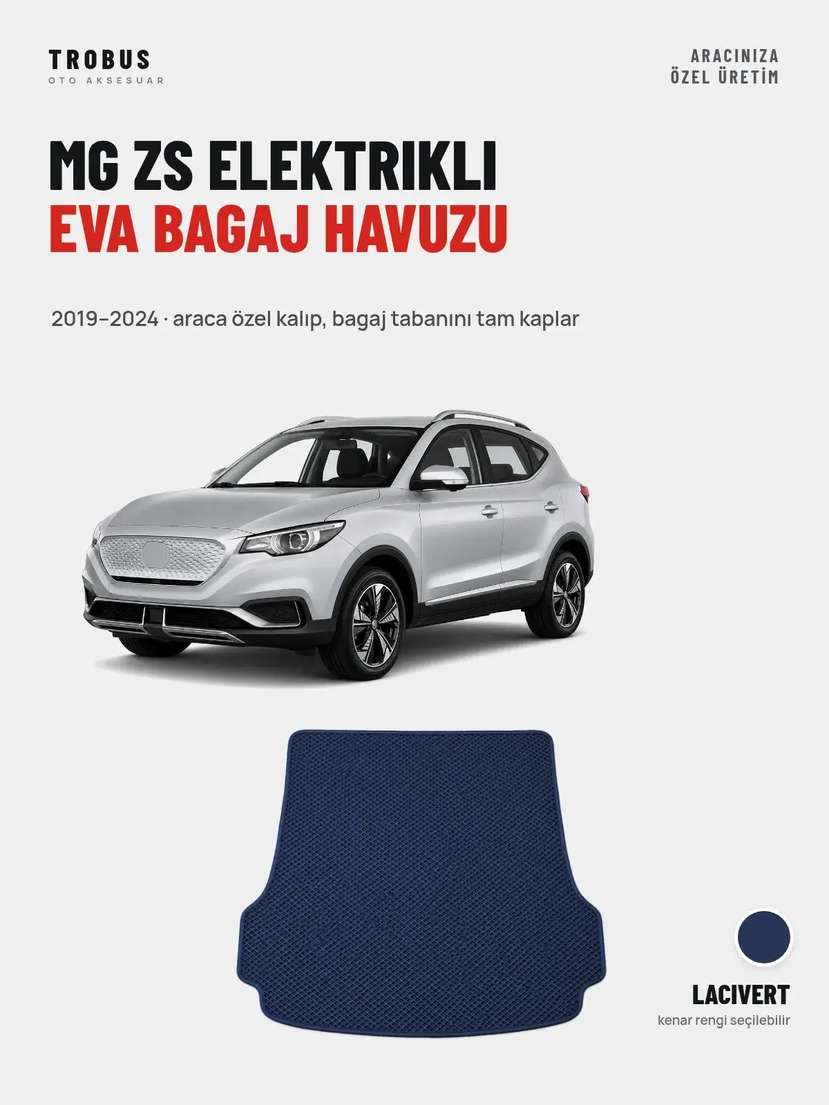 MG ZS Elektrikli EVA Bagaj Havuzu (2019–2024) Lacivert – Araca Özel Kalıp (1)