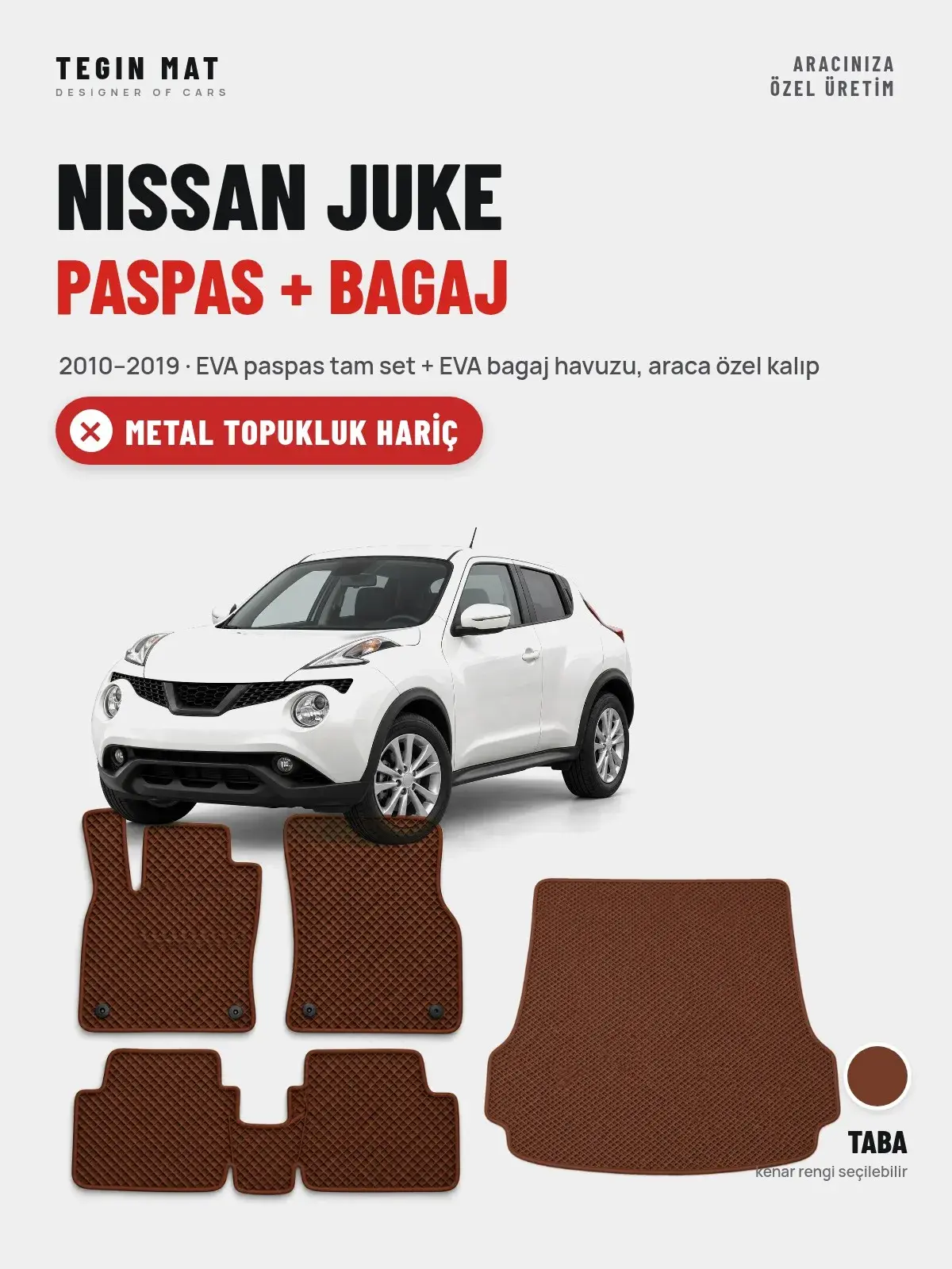 Nissan Juke EVA Paspas + Bagaj Havuzu Seti (2010–2019) Taba – Metal Topukluk Hariç (1)