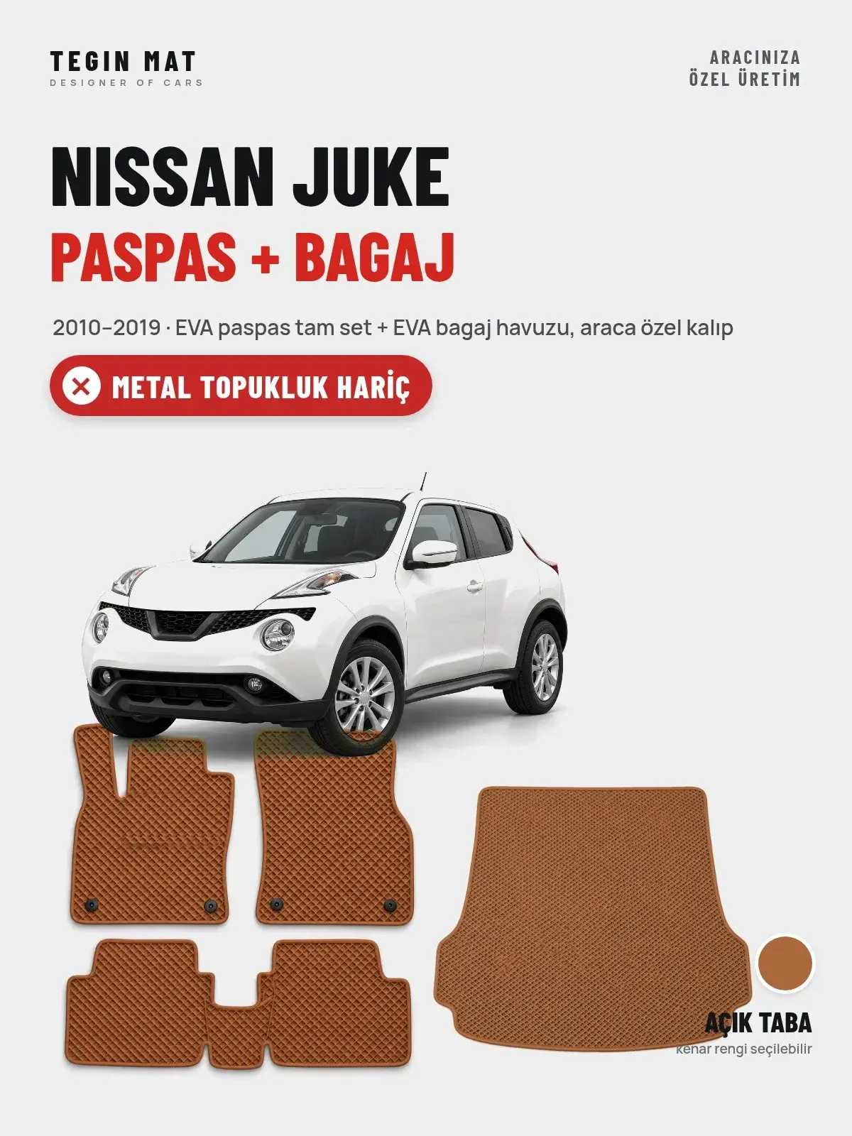 Nissan Juke EVA Paspas + Bagaj Havuzu Seti (2010–2019) Açık Taba – Metal Topukluk Hariç (1)
