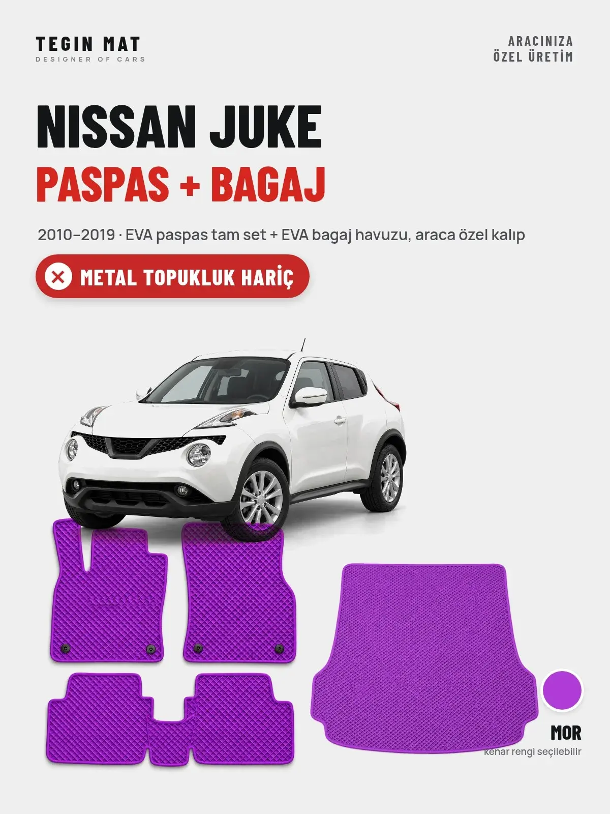 Nissan Juke EVA Paspas + Bagaj Havuzu Seti (2010–2019) Mor – Metal Topukluk Hariç (1)