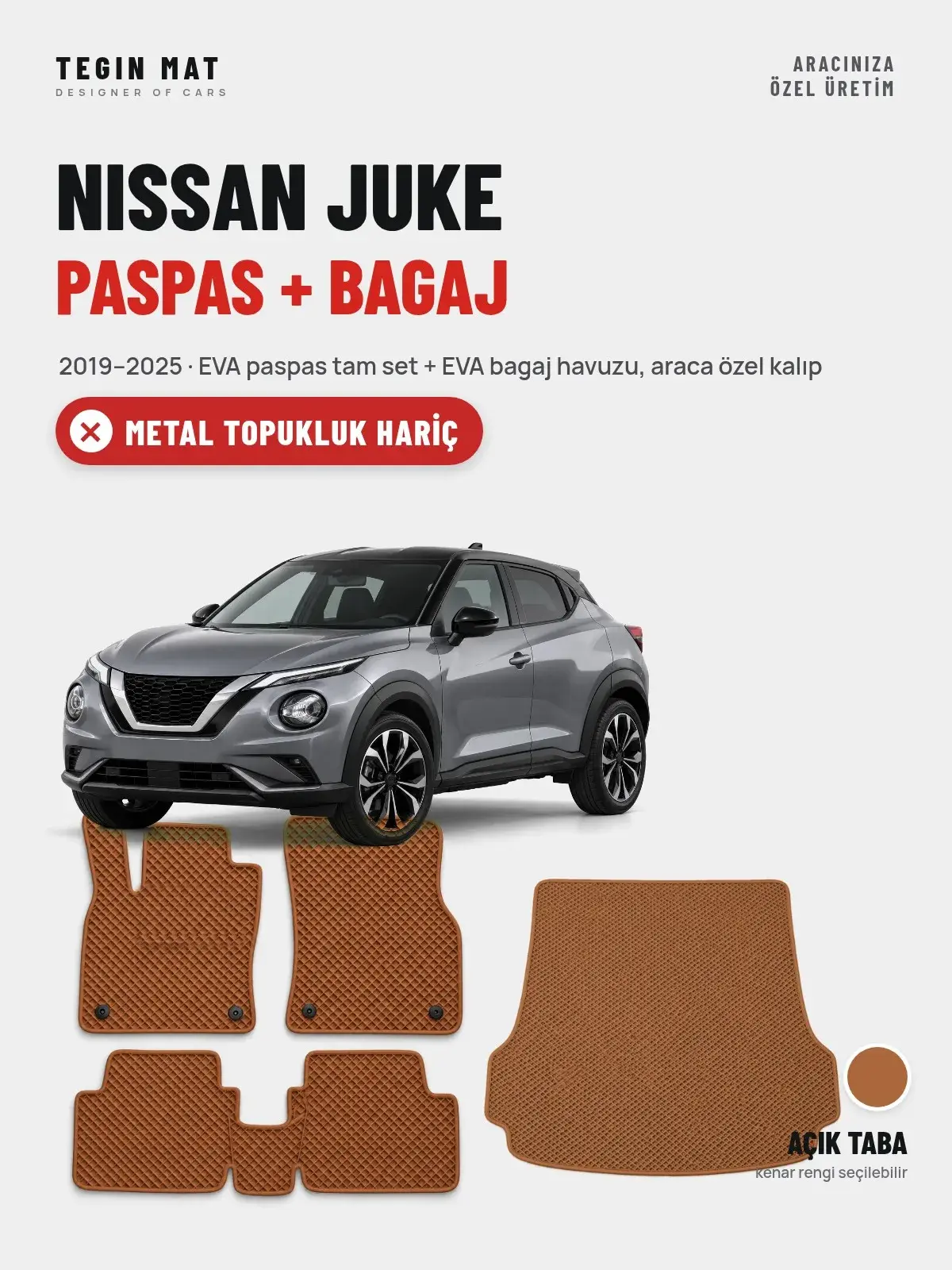 Nissan Juke EVA Paspas + Bagaj Havuzu Seti (2019–2025) Açık Taba – Metal Topukluk Hariç (1)