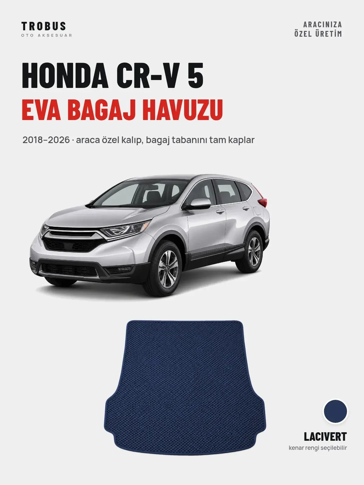 Honda CR-V 5 EVA Bagaj Havuzu (2018–2026) Lacivert – Araca Özel Kalıp (1)