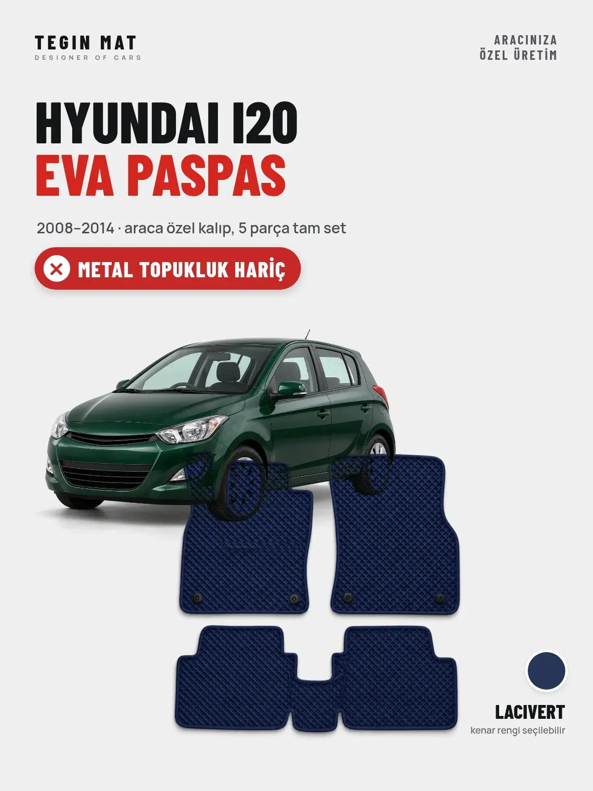 Hyundai i20 EVA Oto Paspas Tam Set (2008–2014) Lacivert – Metal Topukluk Hariç (1)