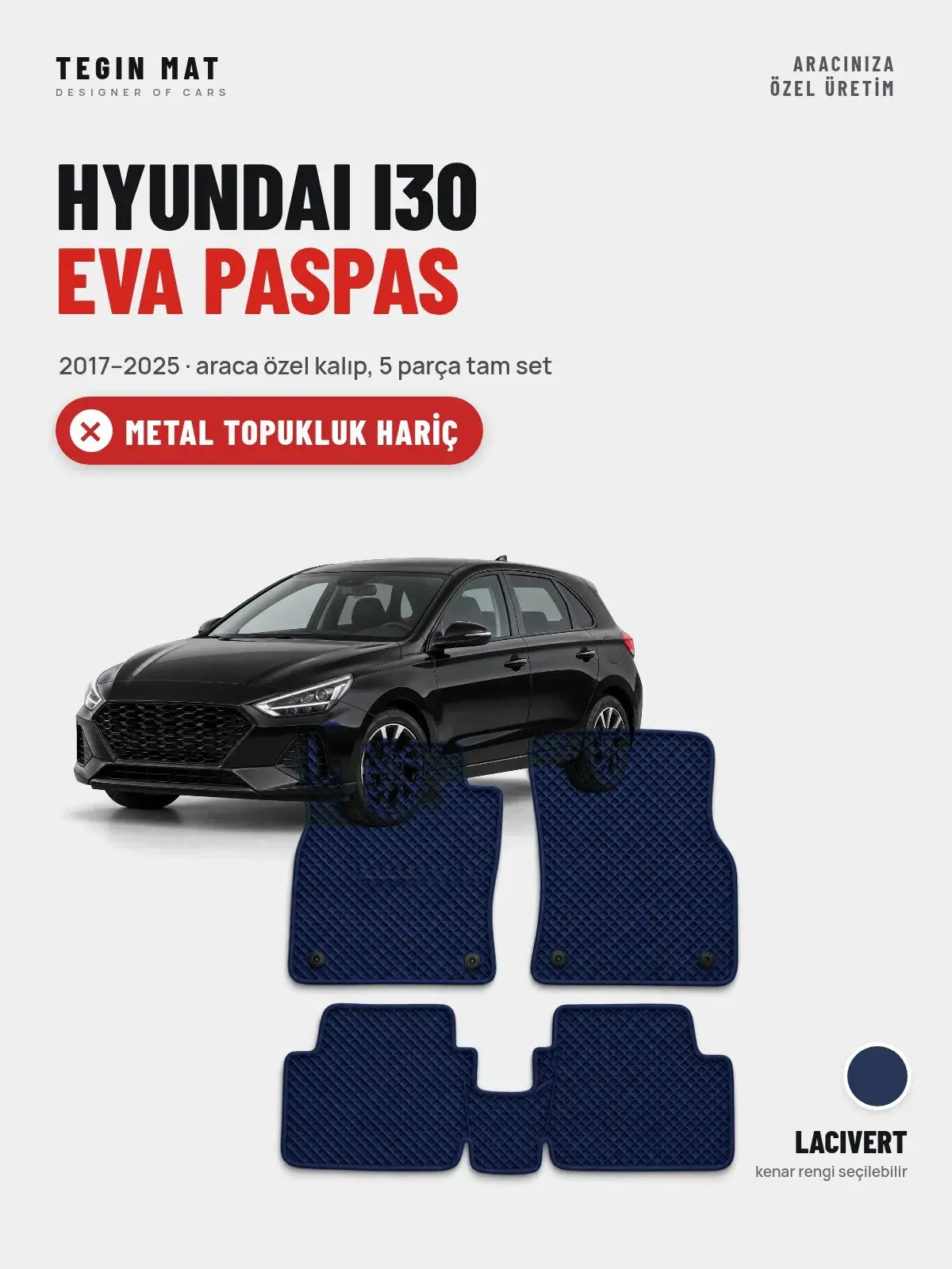 Hyundai i30 EVA Oto Paspas Tam Set (2017–2025) Lacivert – Metal Topukluk Hariç (1)