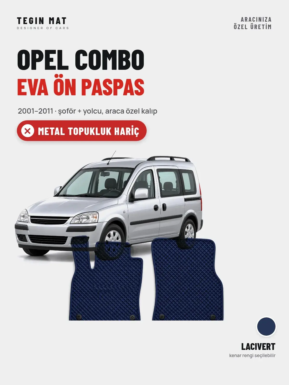 Opel Combo EVA Ön Paspas (2001–2011) Lacivert – Metal Topukluk Hariç (1)