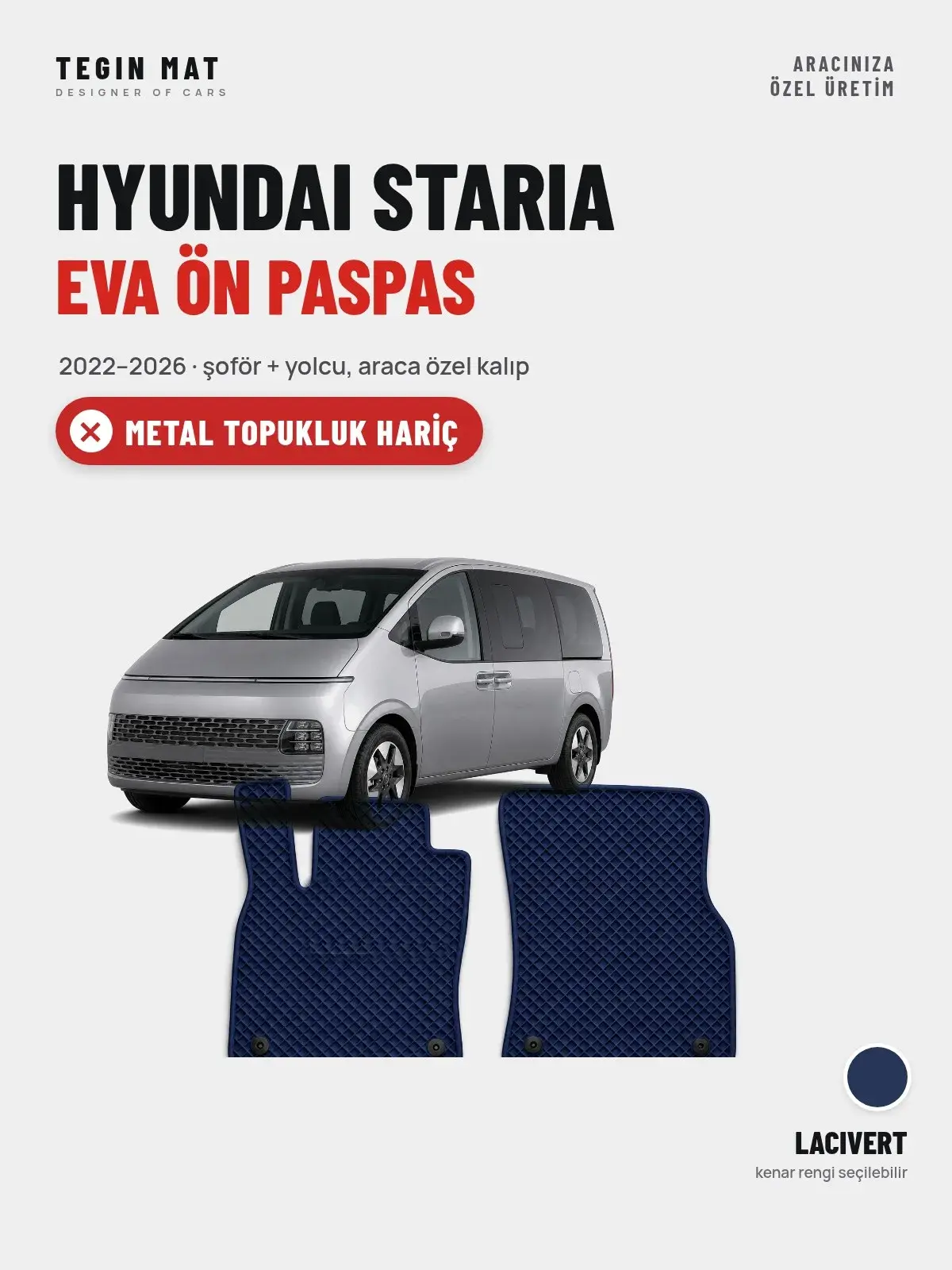 Hyundai Staria EVA Ön Paspas (2022–2026) Lacivert – Metal Topukluk Hariç (1)
