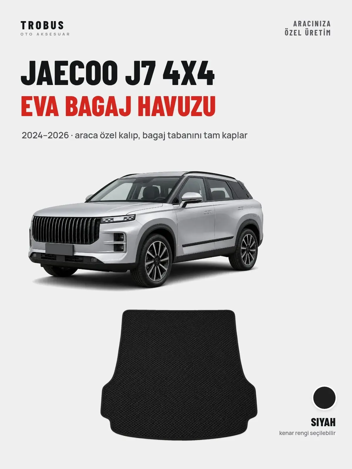 Jaecoo J7 4X4 EVA Bagaj Havuzu (2024–2026) Siyah – Araca Özel Kalıp (1)