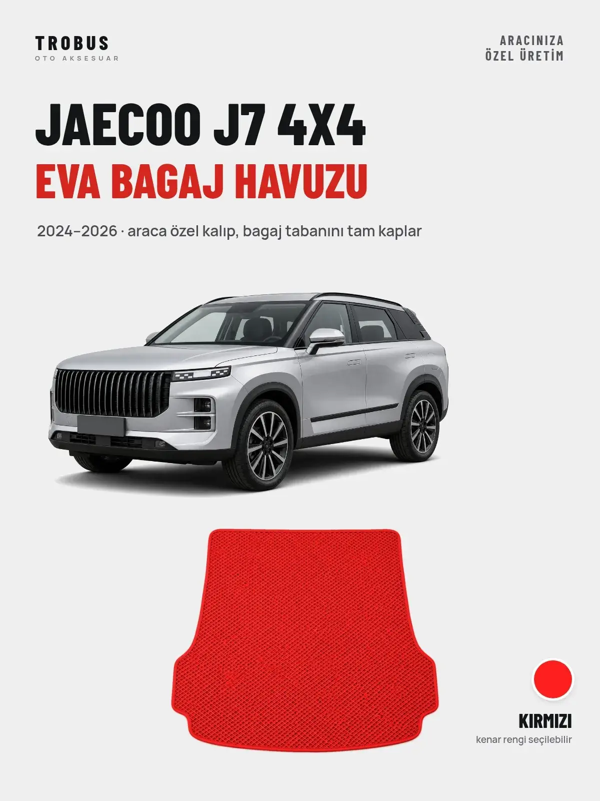 Jaecoo J7 4X4 EVA Bagaj Havuzu (2024–2026) Kırmızı – Araca Özel Kalıp (1)