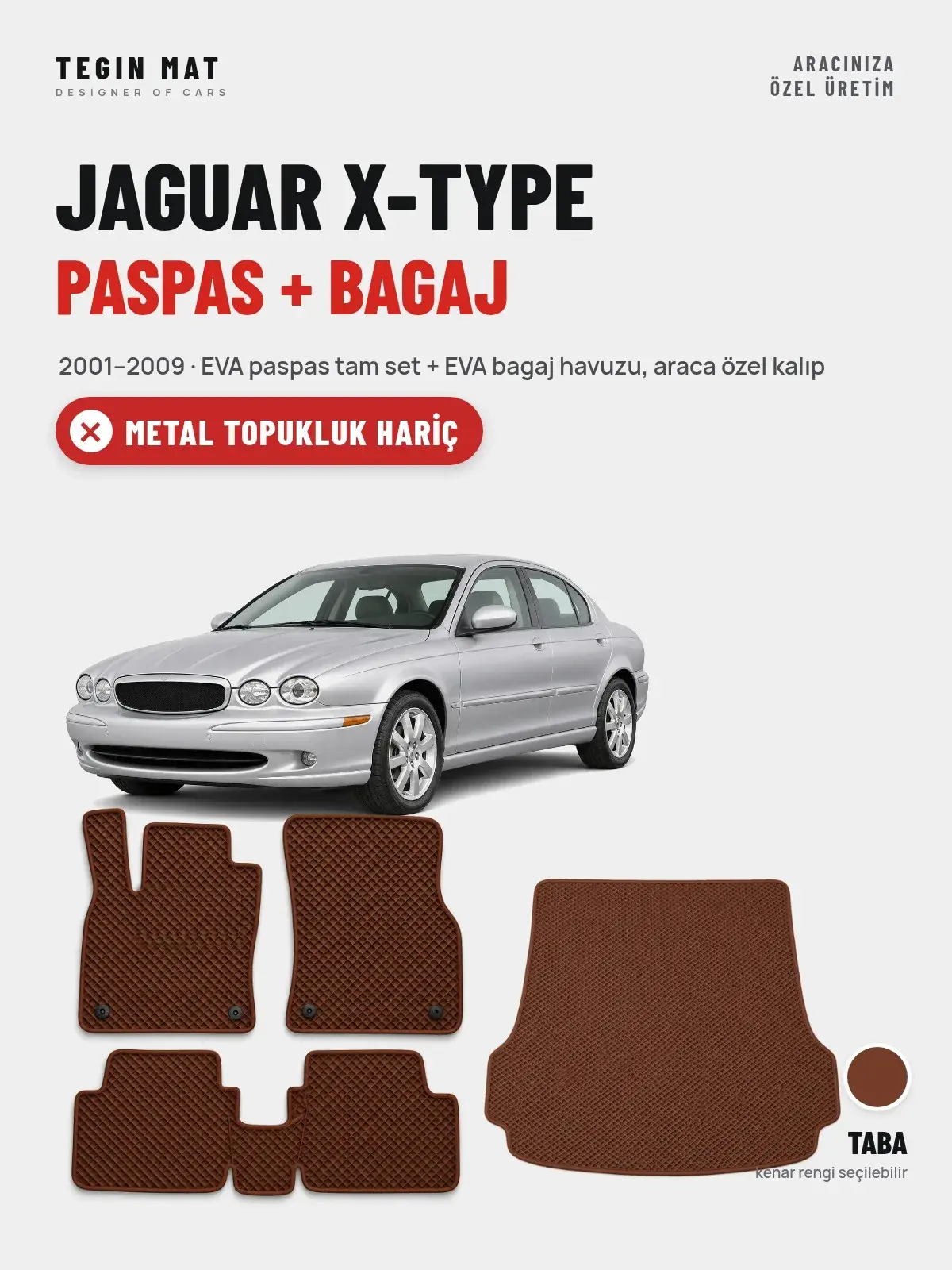 Jaguar X-Type EVA Paspas + Bagaj Havuzu Seti (2001–2009) Taba – Metal Topukluk Hariç (1)