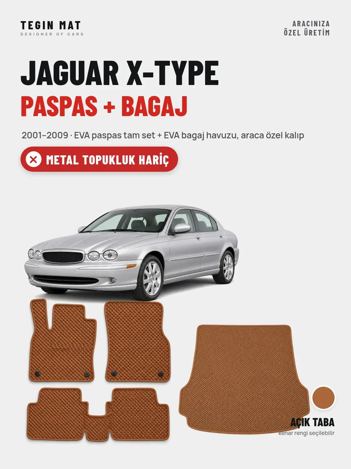 Jaguar X-Type EVA Paspas + Bagaj Havuzu Seti (2001–2009) Açık Taba – Metal Topukluk Hariç (1)