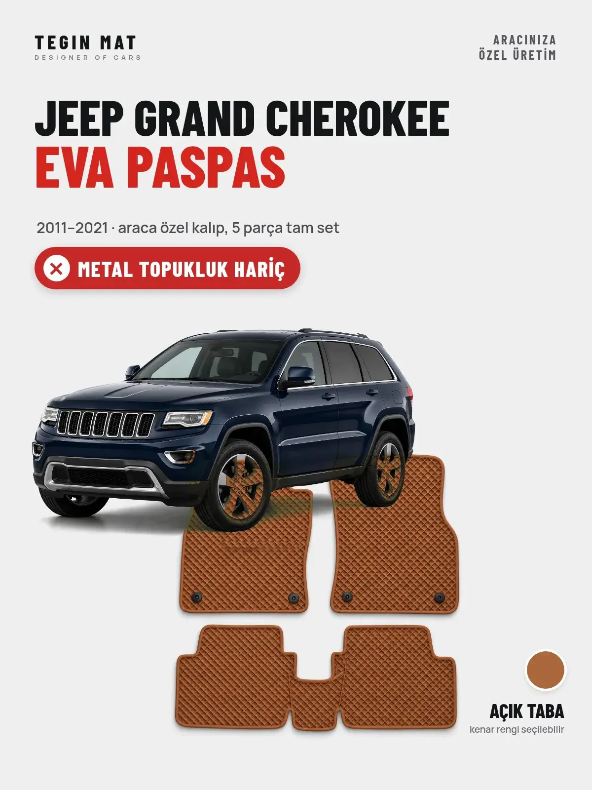 Jeep Grand Cherokee EVA Oto Paspas Tam Set (2011–2021) Açık Taba – Metal Topukluk Hariç (1)