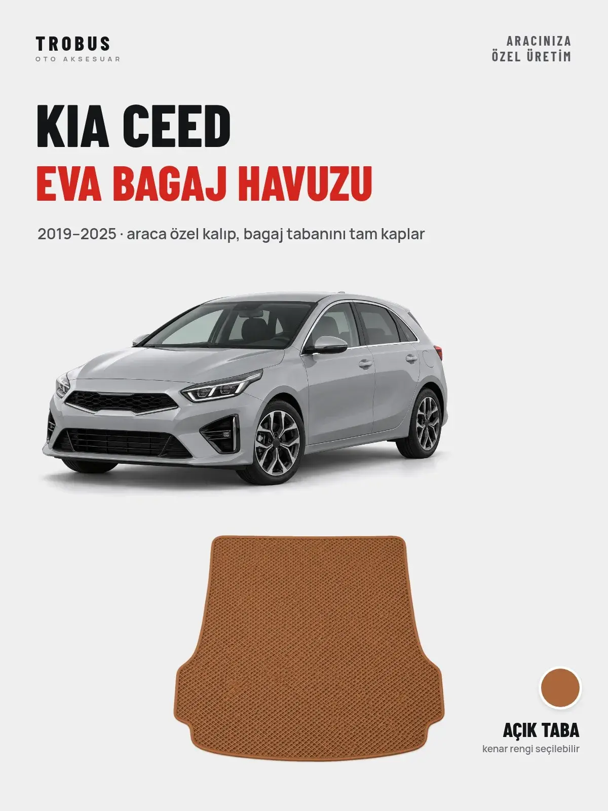 Kia Ceed EVA Bagaj Havuzu (2019–2025) Açık Taba – Araca Özel Kalıp (1)