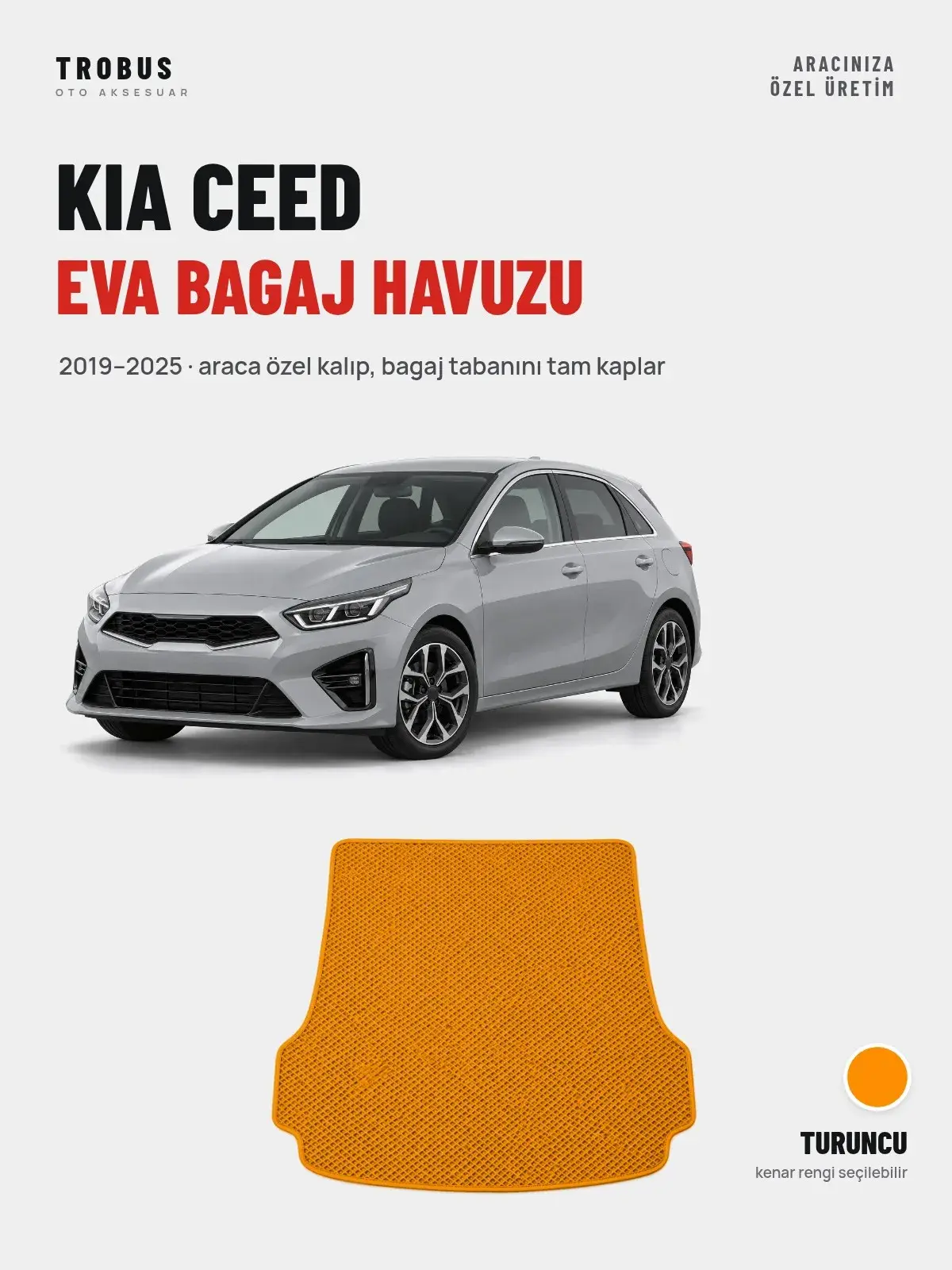 Kia Ceed EVA Bagaj Havuzu (2019–2025) Turuncu – Araca Özel Kalıp (1)
