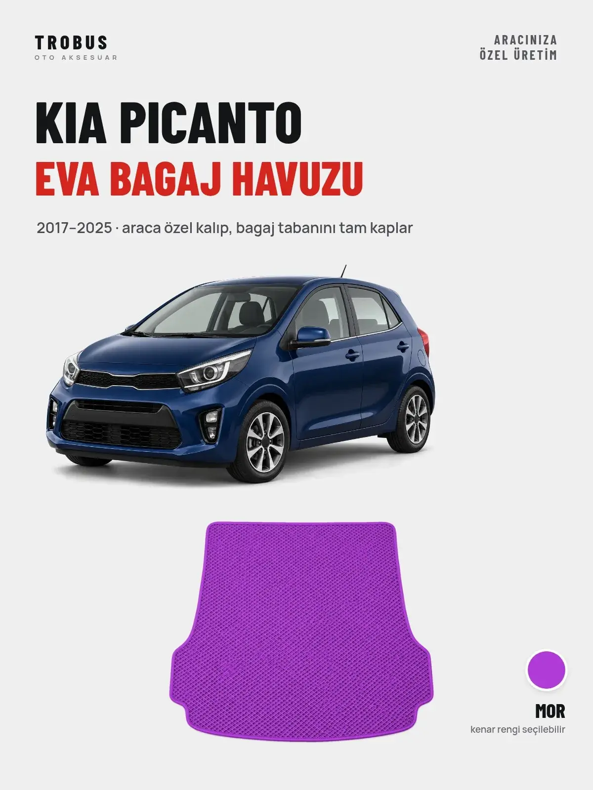 Kia Picanto EVA Bagaj Havuzu (2017–2025) Mor – Araca Özel Kalıp (1)