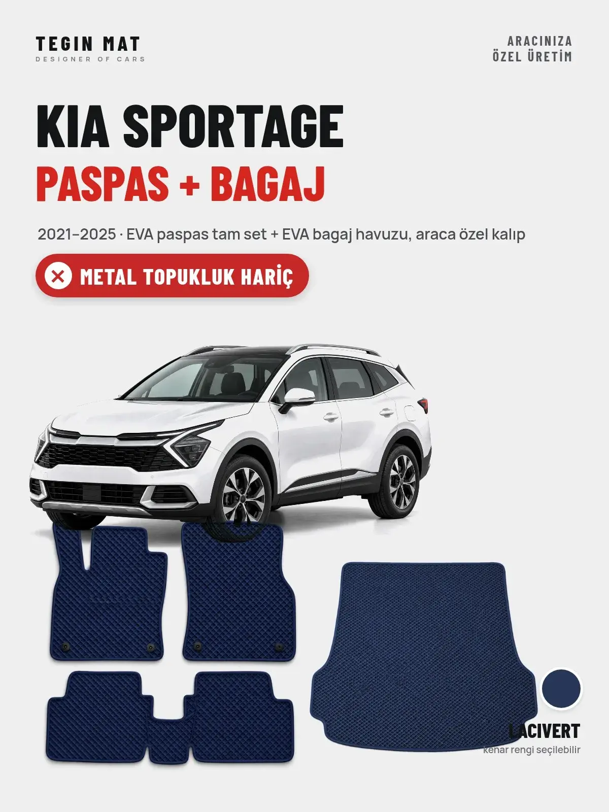 Kia Sportage EVA Paspas + Bagaj Havuzu Seti (2021–2025) Lacivert – Metal Topukluk Hariç (1)