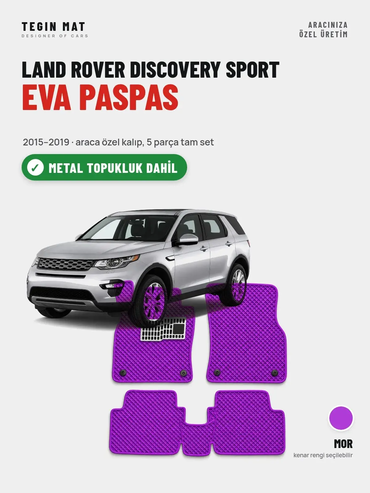 Land Rover Discovery Sport EVA Oto Paspas Tam Set (2015–2019) Mor – Metal Topukluk Dahil (1)