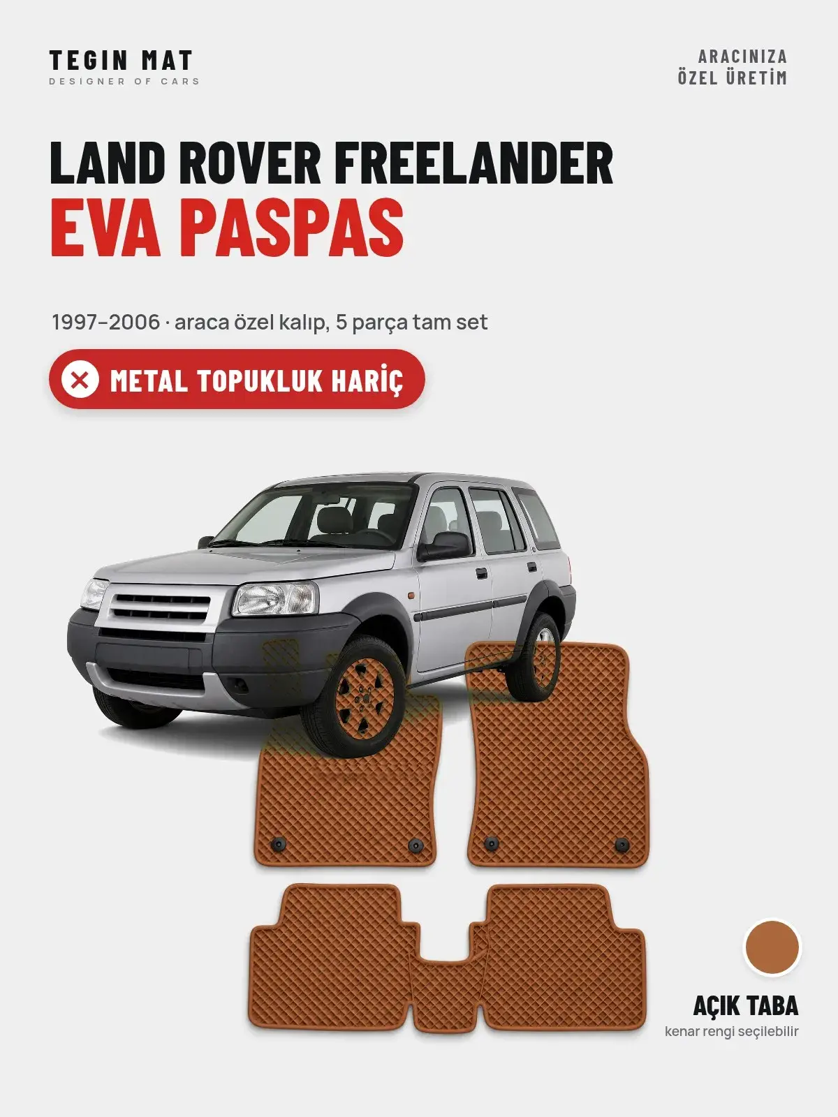 Land Rover Freelander EVA Oto Paspas Tam Set (1997–2006) Açık Taba – Metal Topukluk Hariç (1)