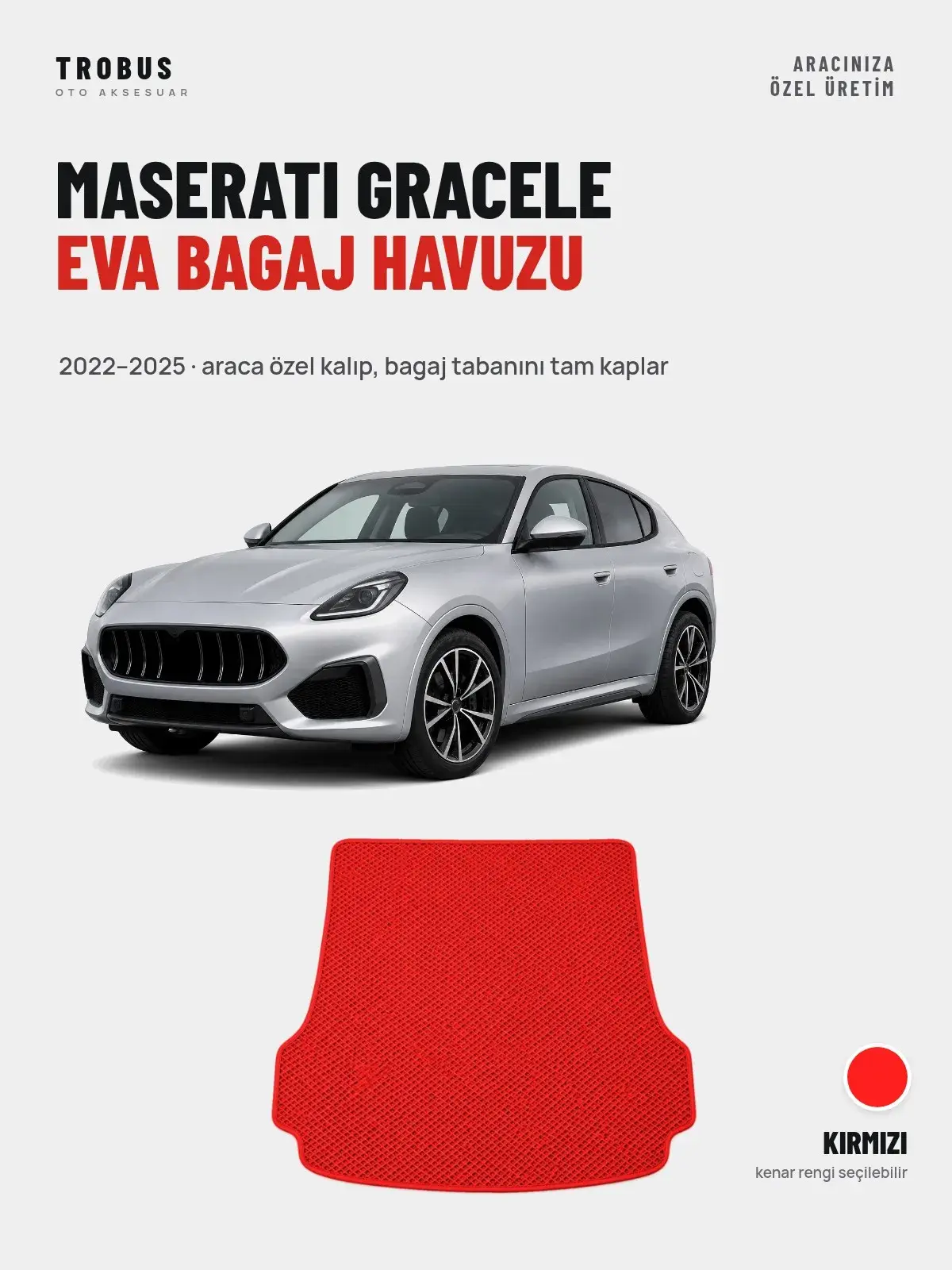 Maserati Gracele EVA Bagaj Havuzu (2022–2025) Kırmızı – Araca Özel Kalıp (1)