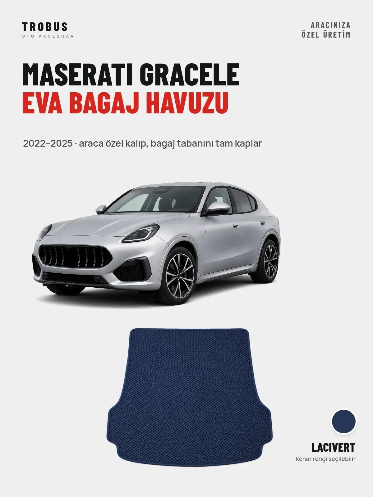 Maserati Gracele EVA Bagaj Havuzu (2022–2025) Lacivert – Araca Özel Kalıp (1)