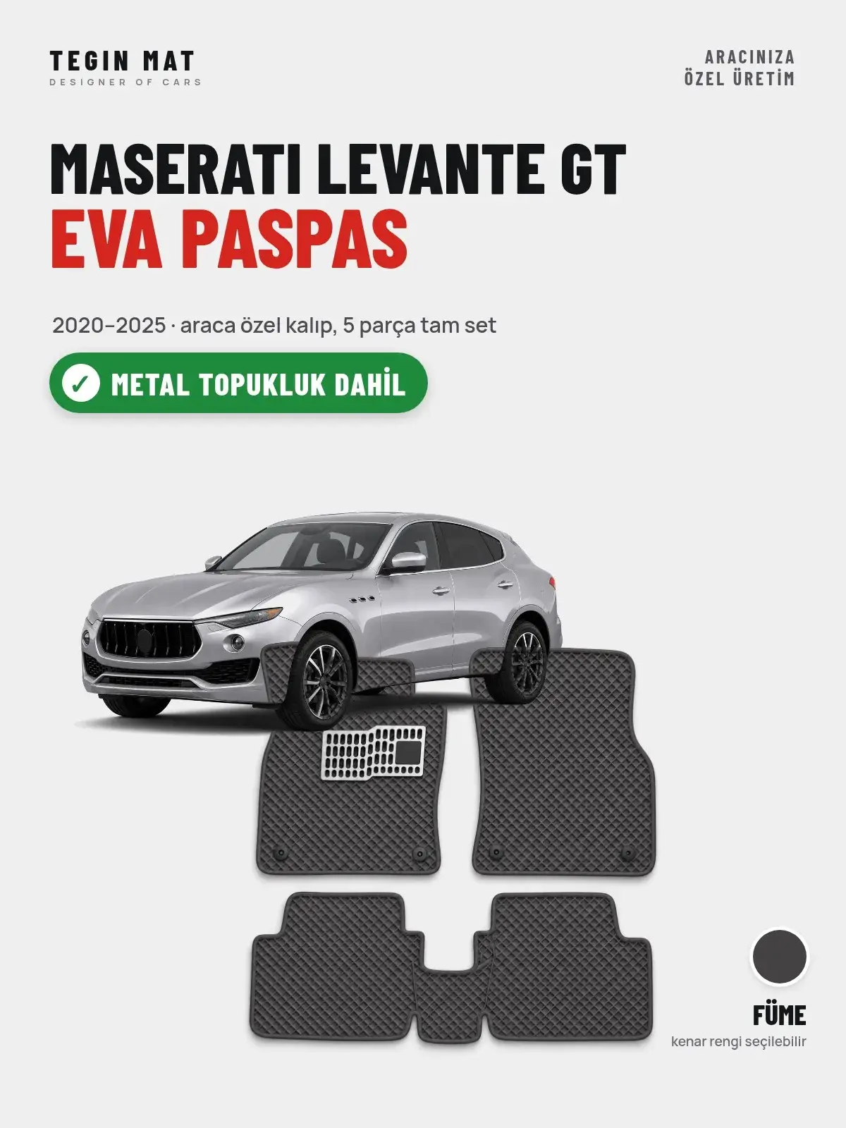 Maserati Levante GT EVA Oto Paspas Tam Set (2020–2025) Füme – Metal Topukluk Dahil (1)