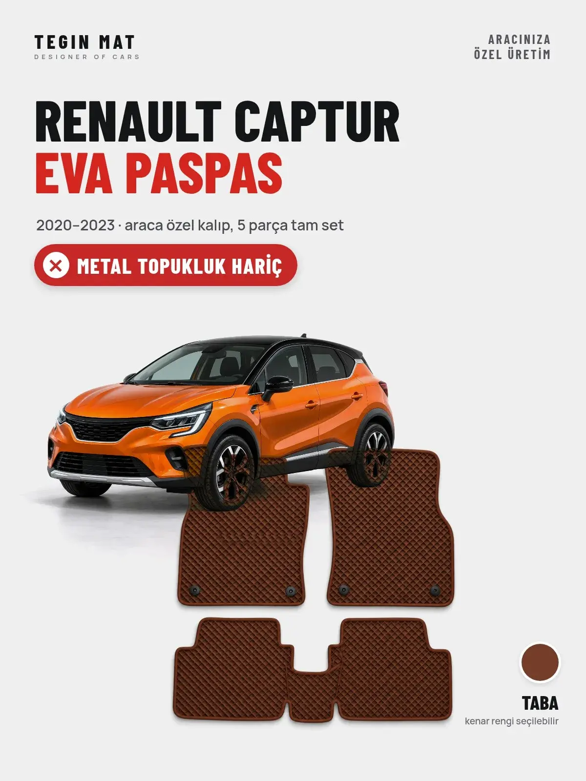 Renault Captur EVA Oto Paspas Tam Set (2020–2023) Taba – Metal Topukluk Hariç (1)