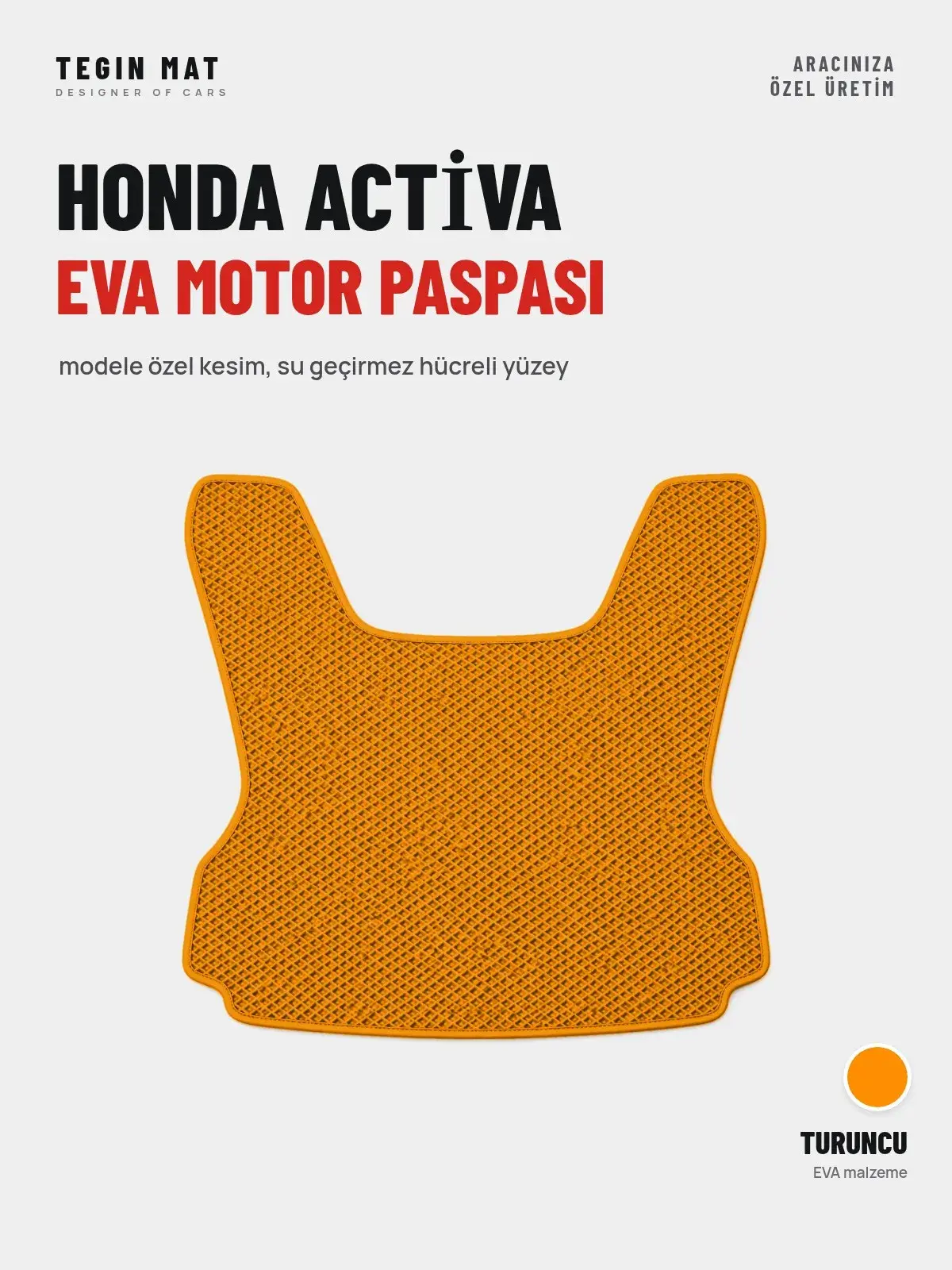Honda Acti̇va EVA Motor Paspası Turuncu – Modele Özel Kesim (1)