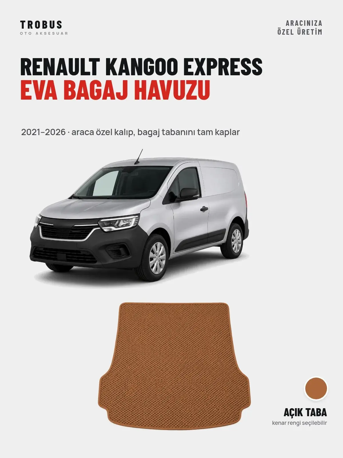 Renault Kangoo Express EVA Bagaj Havuzu (2021–2026) Açık Taba – Araca Özel Kalıp (1)