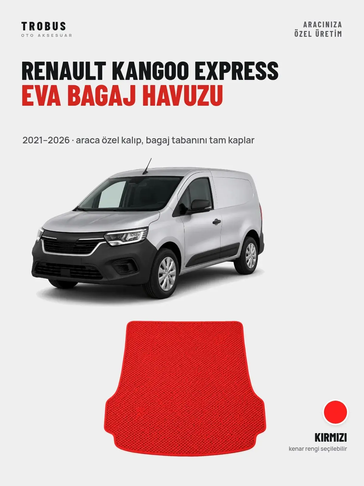 Renault Kangoo Express EVA Bagaj Havuzu (2021–2026) Kırmızı – Araca Özel Kalıp (1)