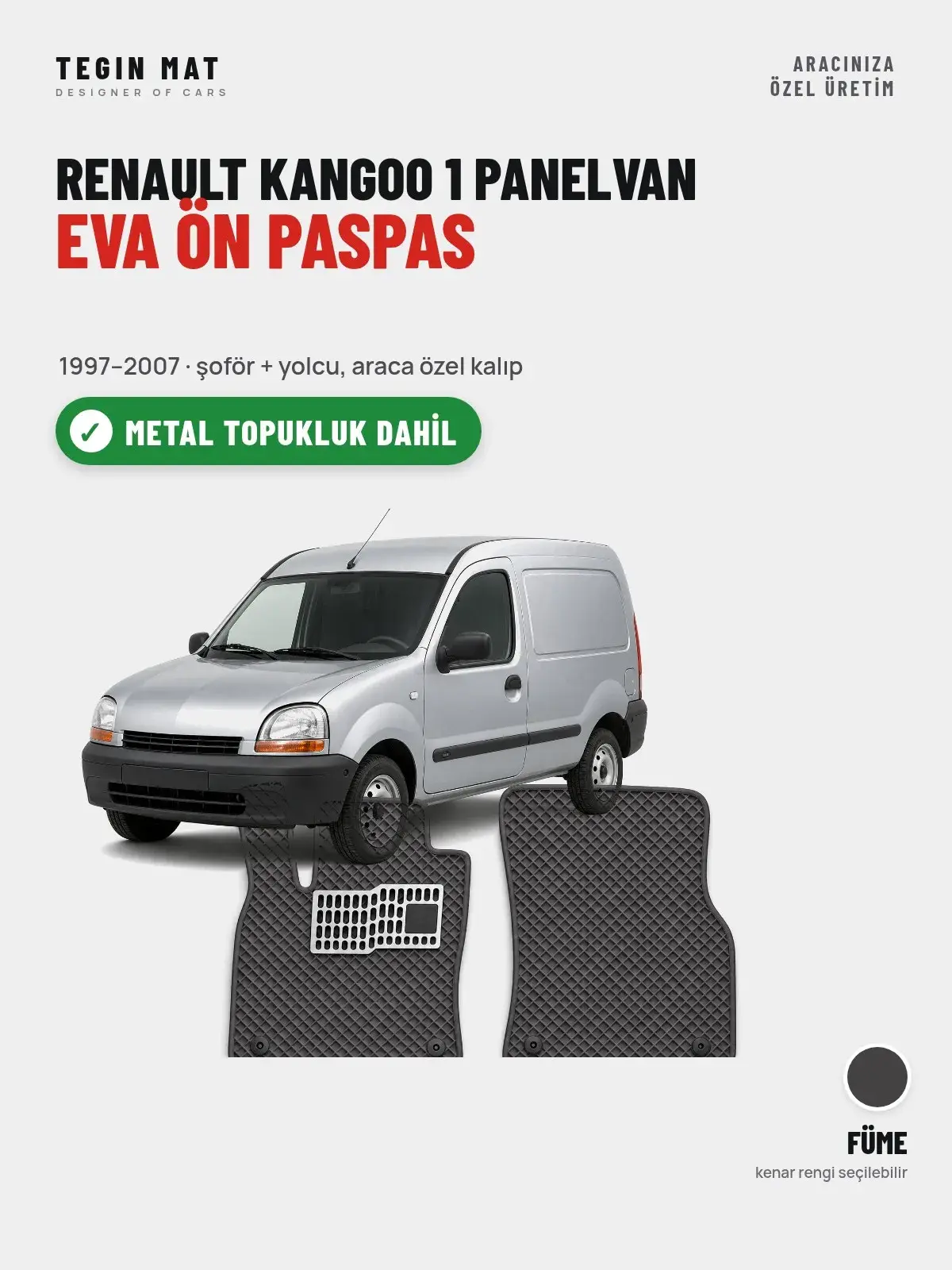 Renault Kangoo 1 Panelvan EVA Ön Paspas (1997–2007) Füme – Metal Topukluk Dahil (1)
