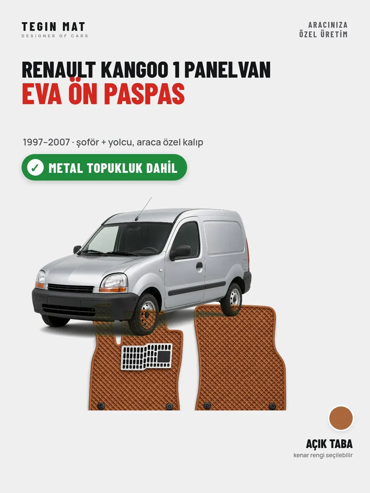 Renault Kangoo 1 Panelvan EVA Ön Paspas (1997–2007) Açık Taba – Metal Topukluk Dahil (1)