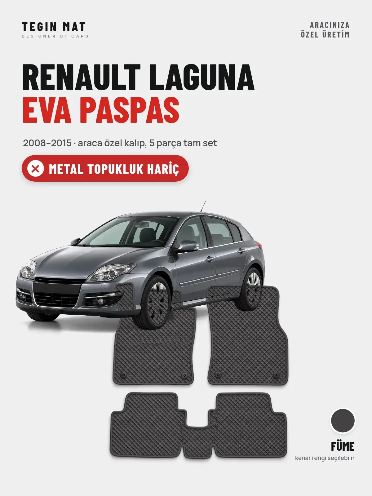 Renault Laguna EVA Oto Paspas Tam Set (2008–2015) Füme – Metal Topukluk Hariç (1)