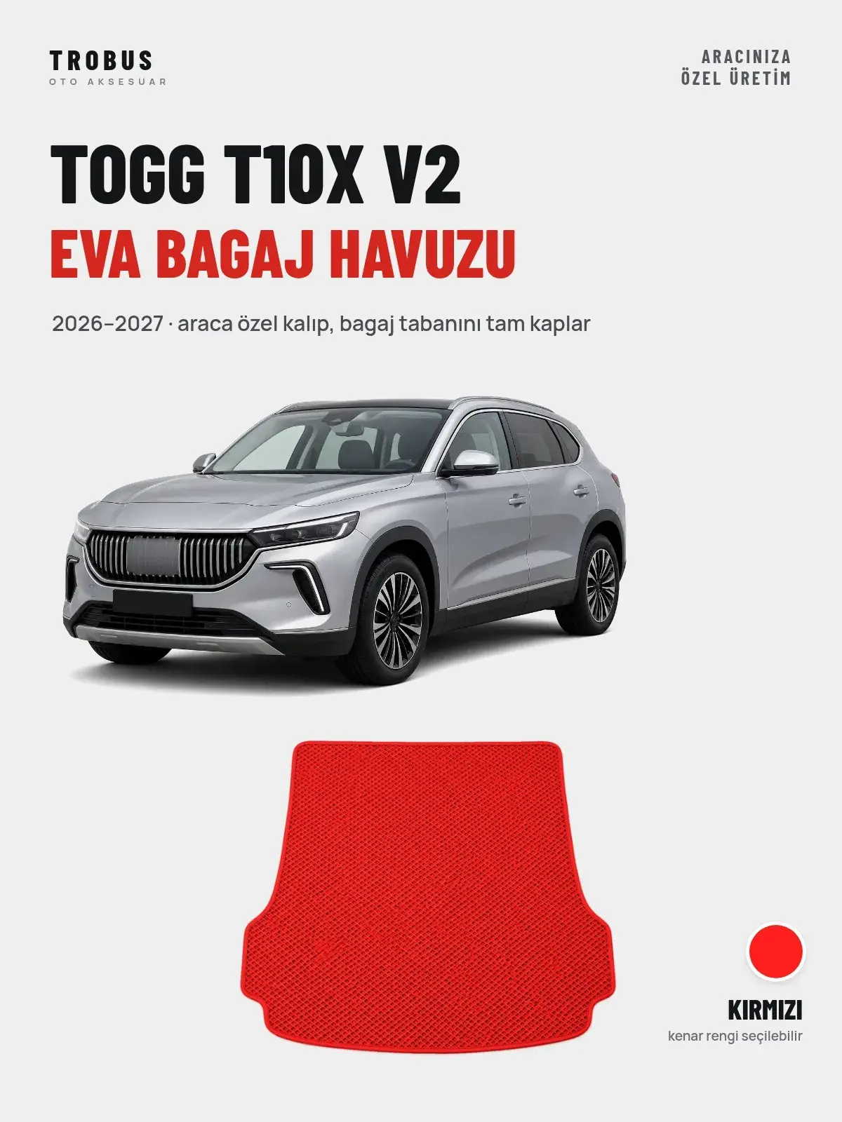 Togg T10X V2 EVA Bagaj Havuzu (2026–2027) Kırmızı – Araca Özel Kalıp (1)